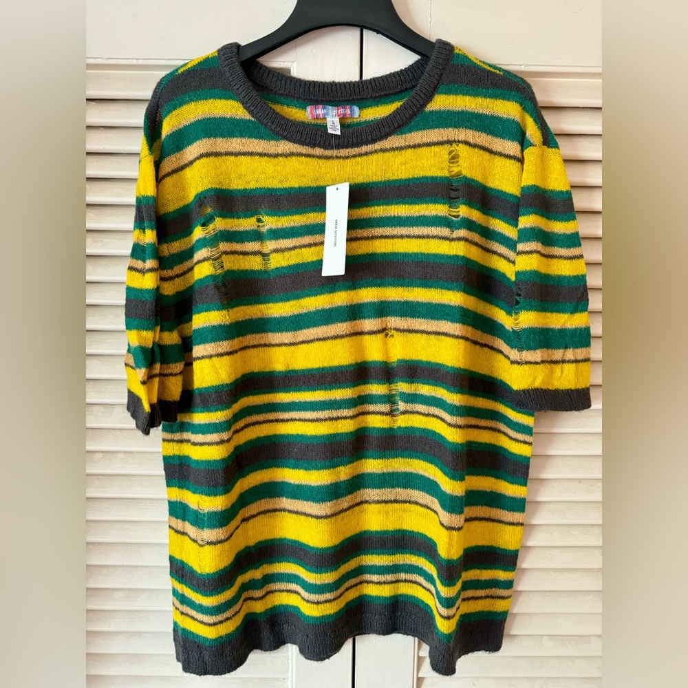 NWT URBAN OUTFITTERS FUN AF OVERSIZED STRIPED COZY T SIZE LARGE ORIG $69
